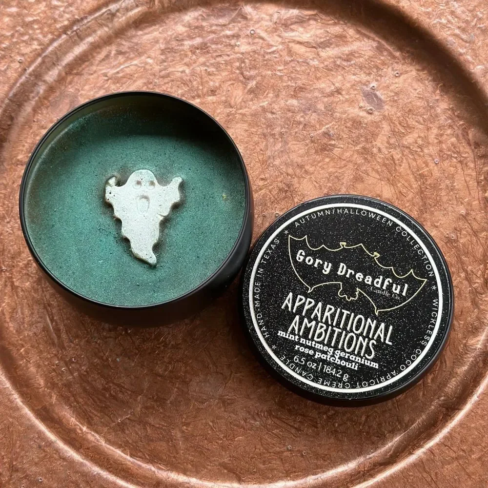 Apparitional Ambitions Wickless Candle: Mint Nutmeg Geranium Rose Patchouli